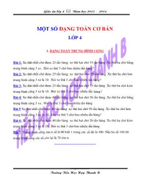 Một số dạng toán điển hình Toán lớp 4 - Năm học 2013-2014 - Trường Tiểu học Hợp Thanh B